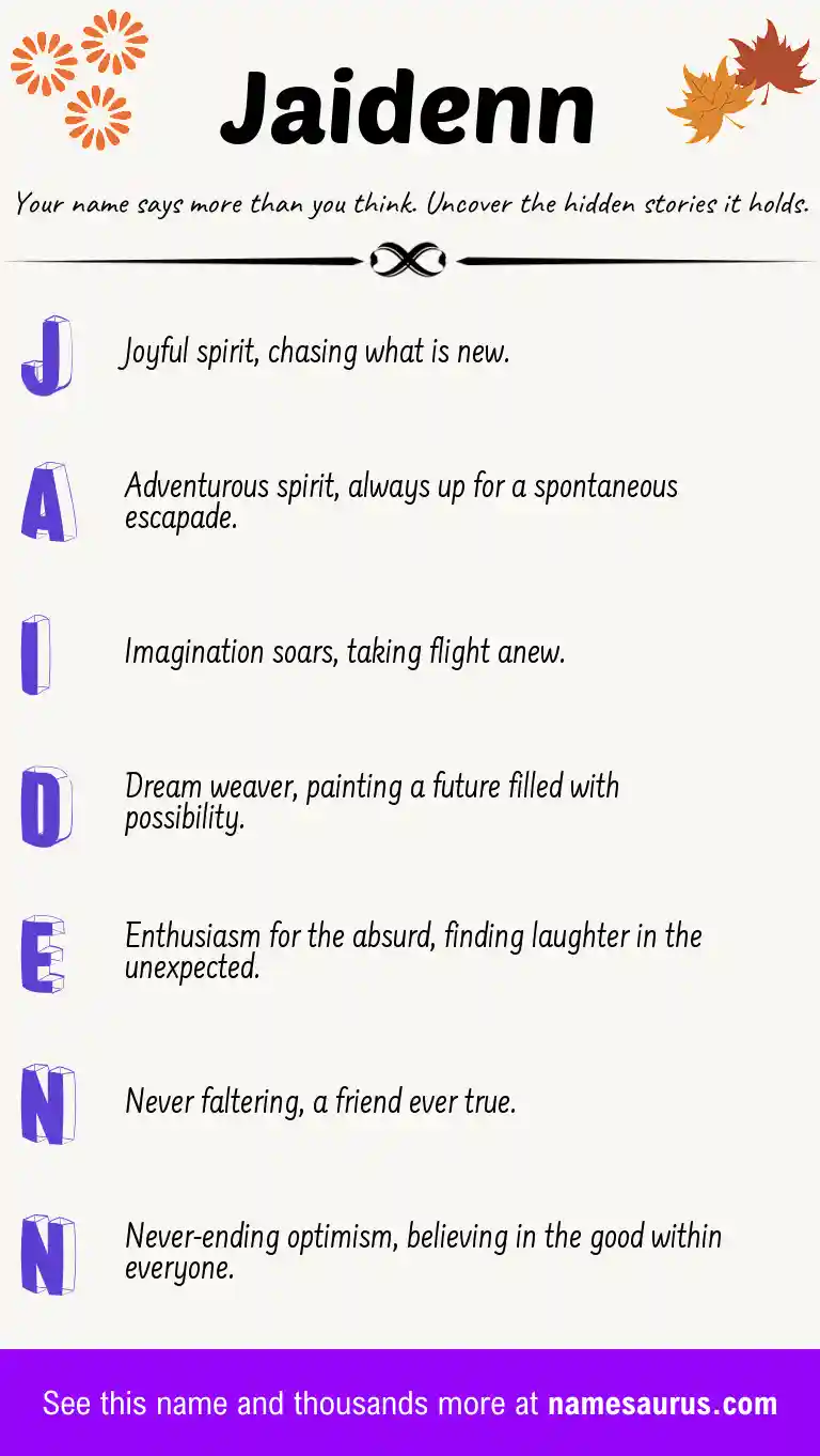 Acrostic poem about Jaidenn.