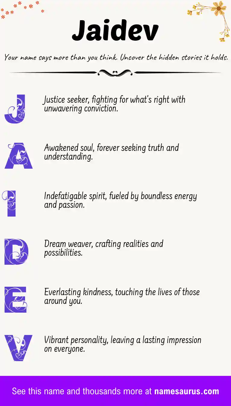 Acrostic poem about Jaidev.