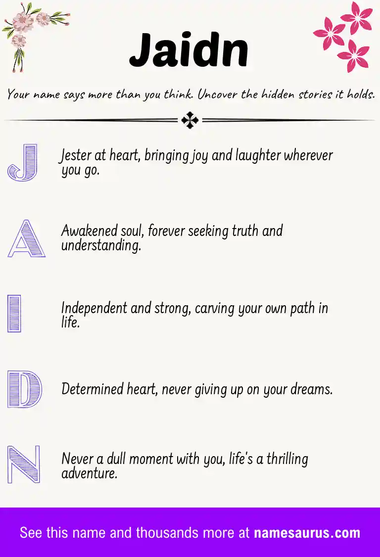 Acrostic poem about Jaidn.