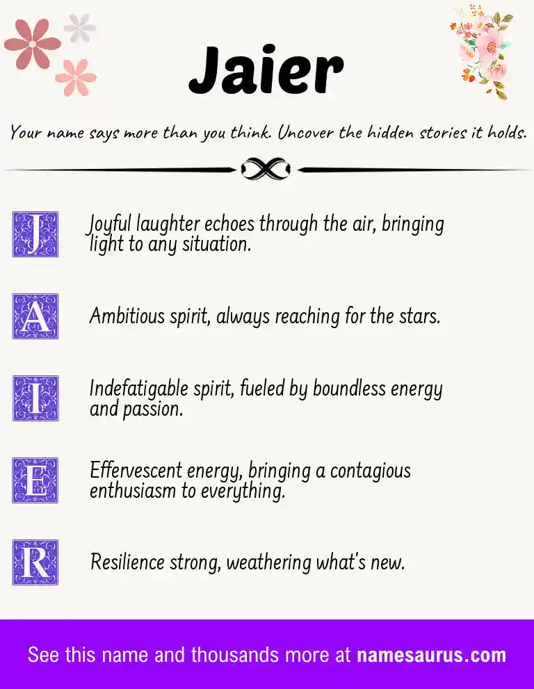 Acrostic poem about Jaier.