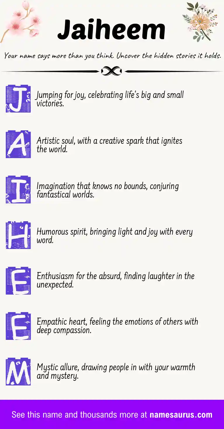 Acrostic poem about Jaiheem.