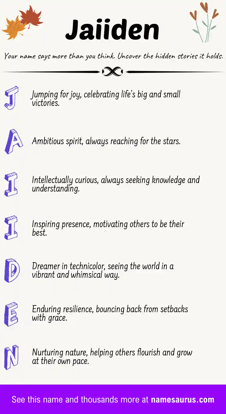 Acrostic poem about Jaiiden.