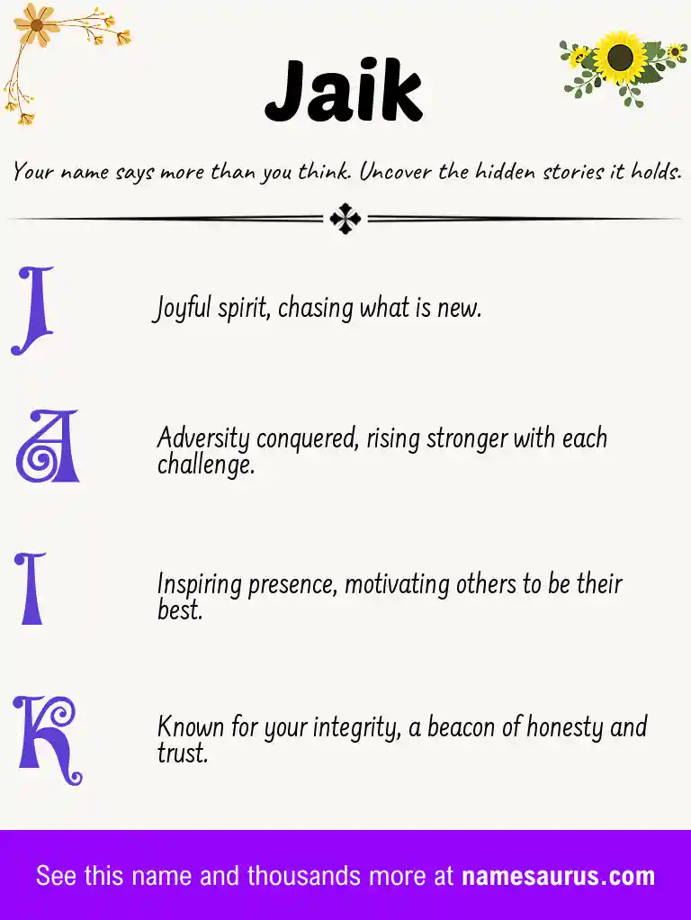 Acrostic poem about Jaik.