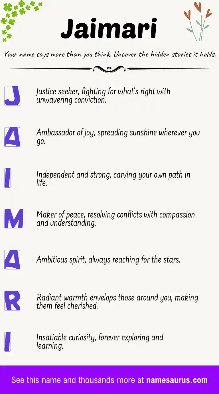 Acrostic poem about Jaimari.