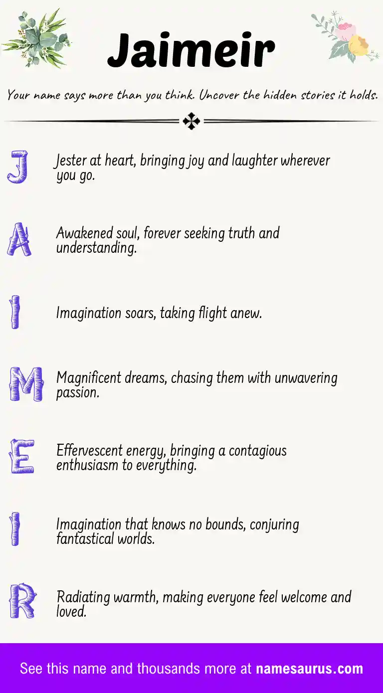 Acrostic poem about Jaimeir.