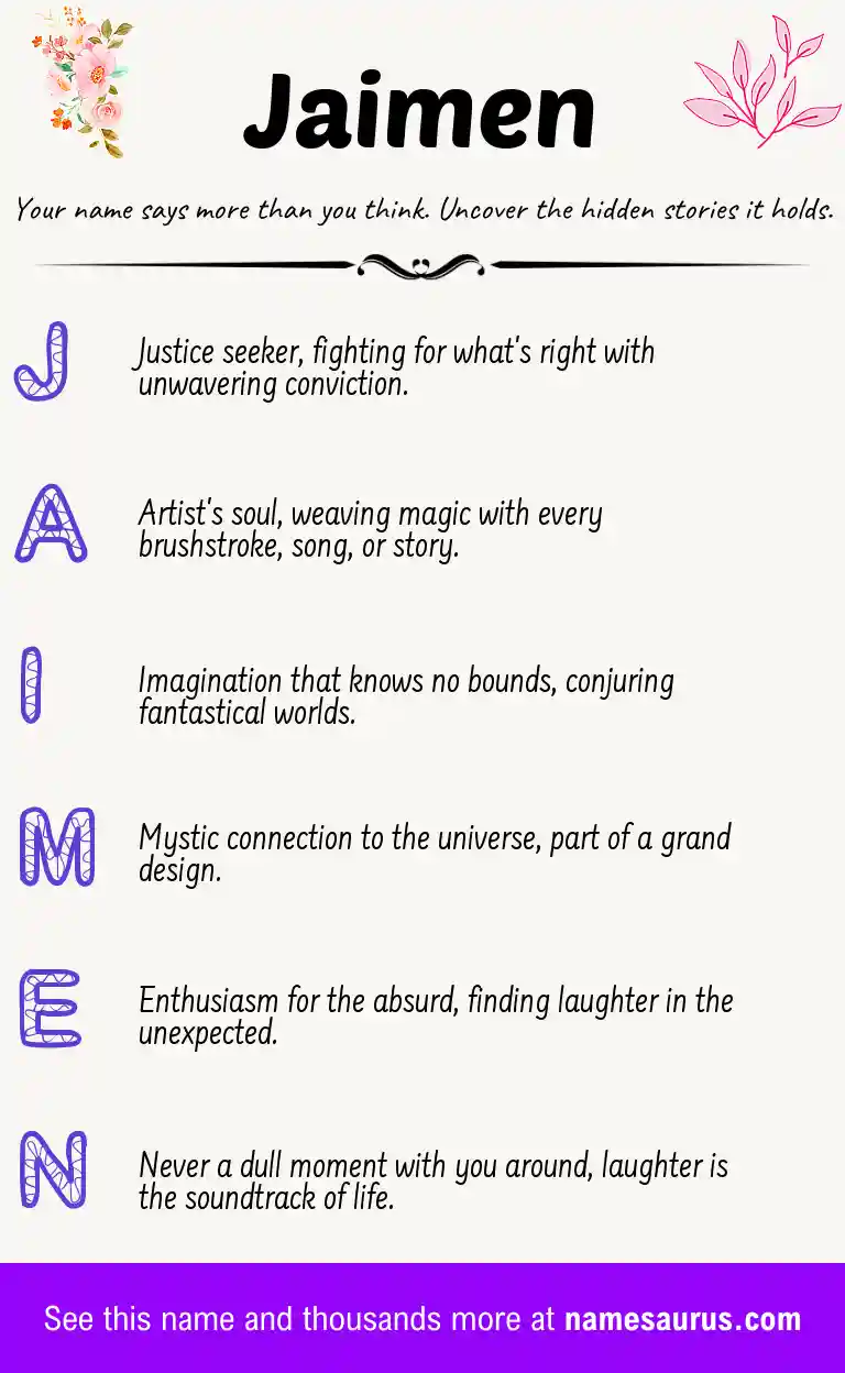 Acrostic poem about Jaimen.