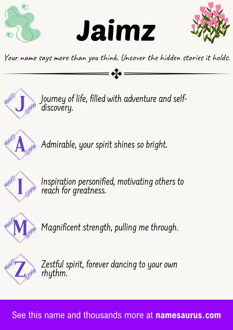 Acrostic poem about Jaimz.