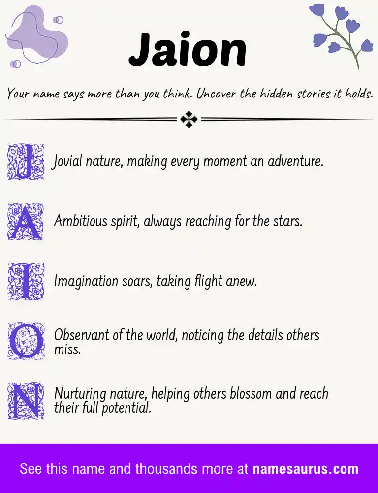 Acrostic poem about Jaion.