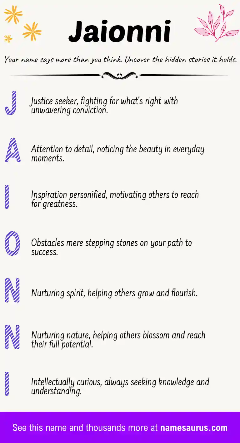 Acrostic poem about Jaionni.