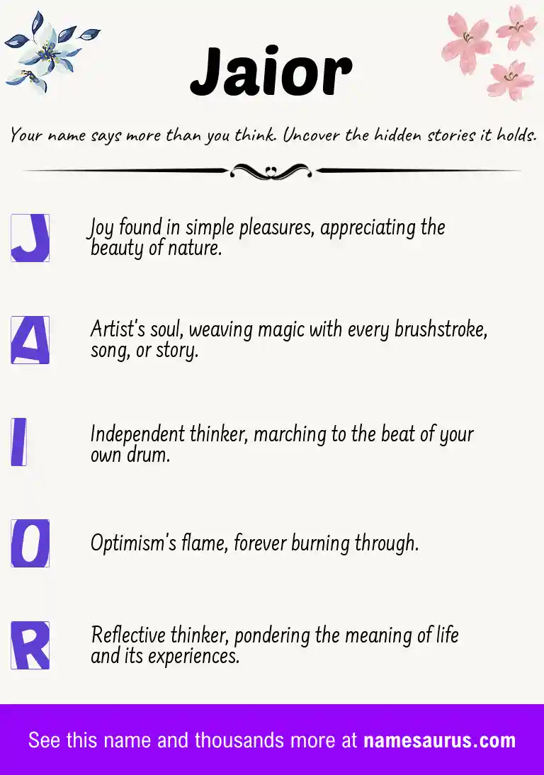 Acrostic poem about Jaior.