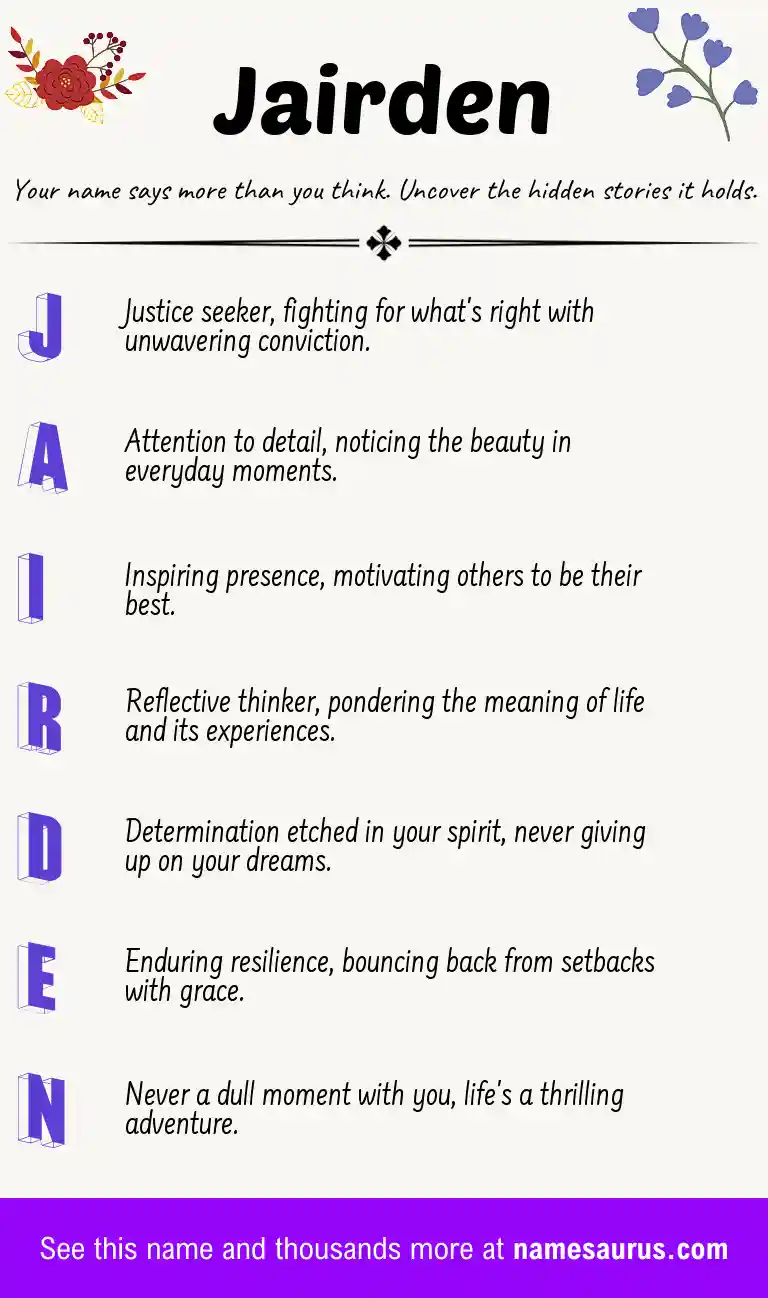Acrostic poem about Jairden.