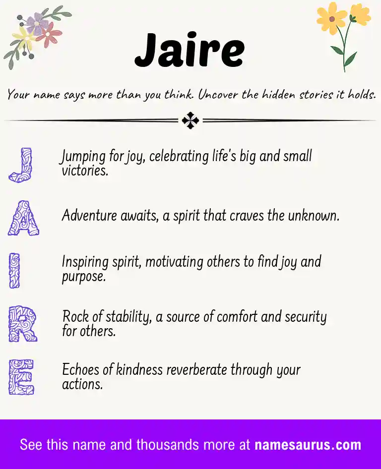 Acrostic poem about Jaire.