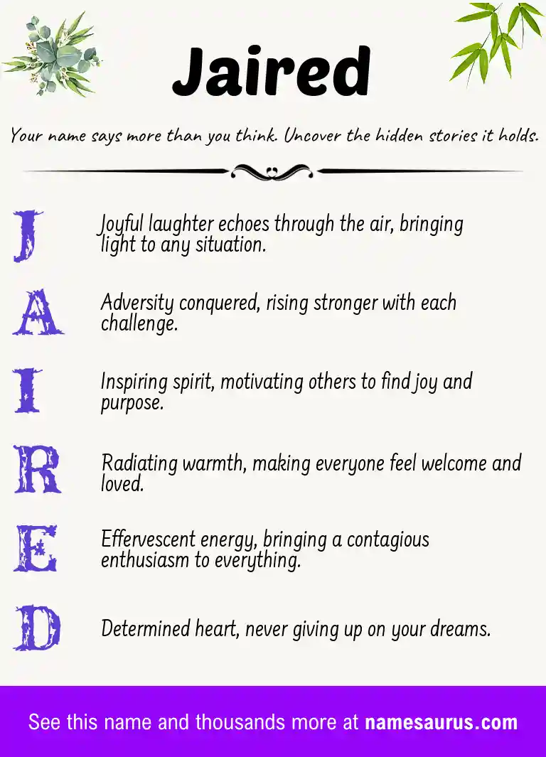 Acrostic poem about Jaired.