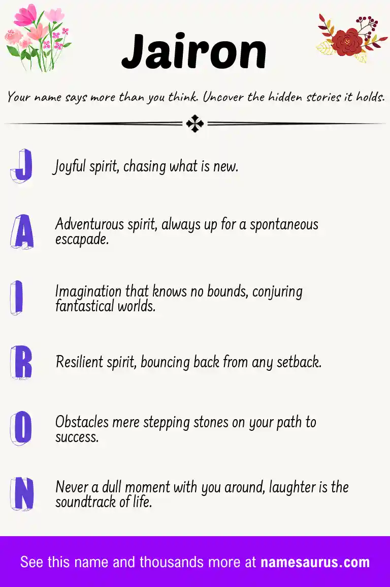Acrostic poem about Jairon.