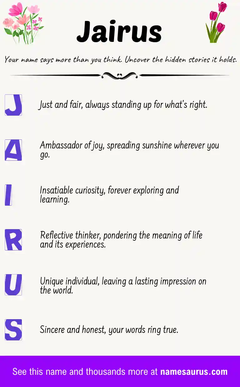 Acrostic poem about Jairus.