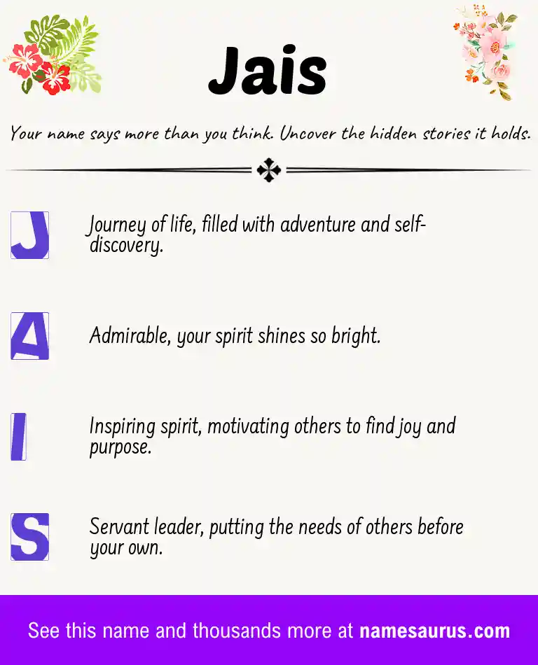 Acrostic poem about Jais.