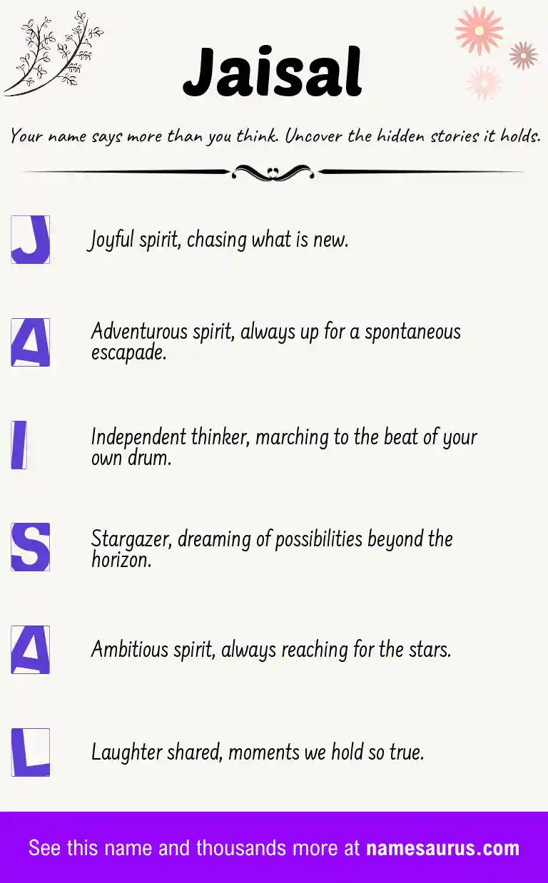 Acrostic poem about Jaisal.