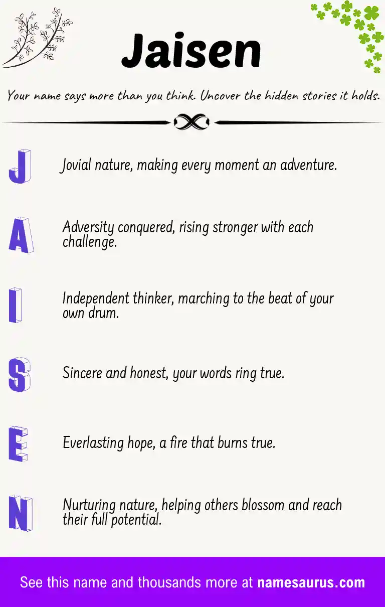 Acrostic poem about Jaisen.