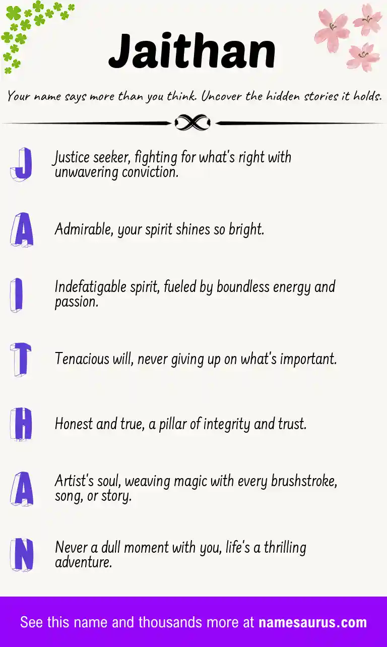 Acrostic poem about Jaithan.