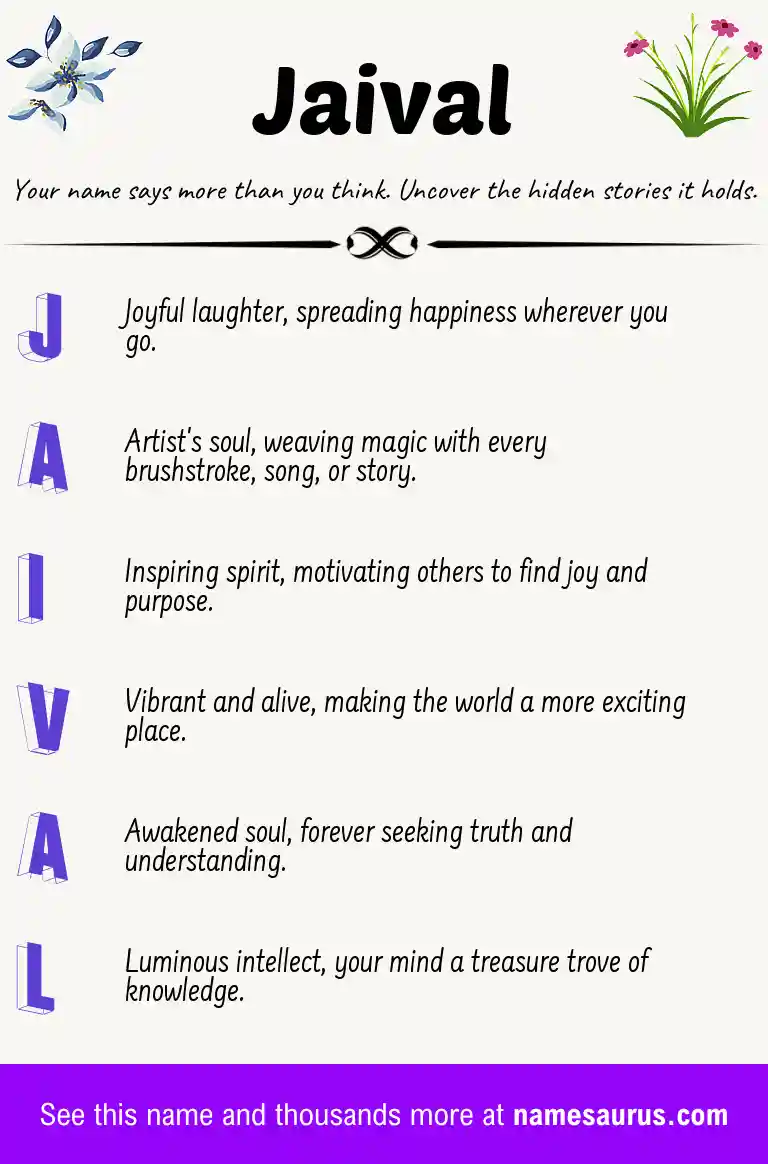 Acrostic poem about Jaival.