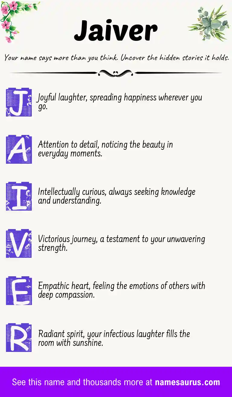 Acrostic poem about Jaiver.