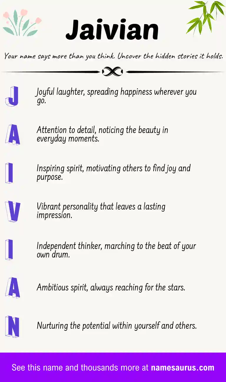 Acrostic poem about Jaivian.