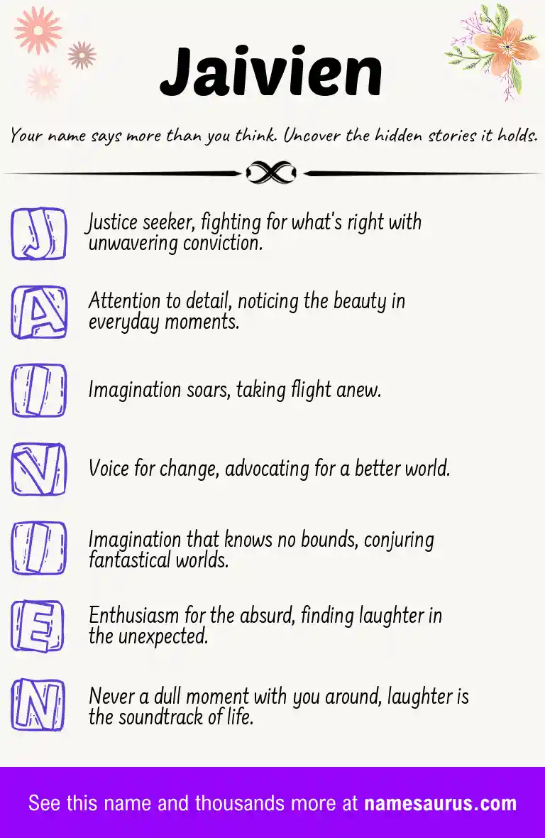 Acrostic poem about Jaivien.