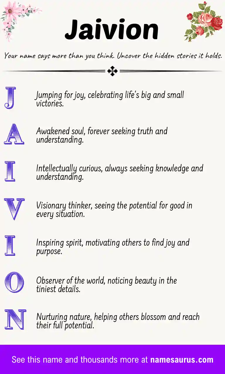 Acrostic poem about Jaivion.