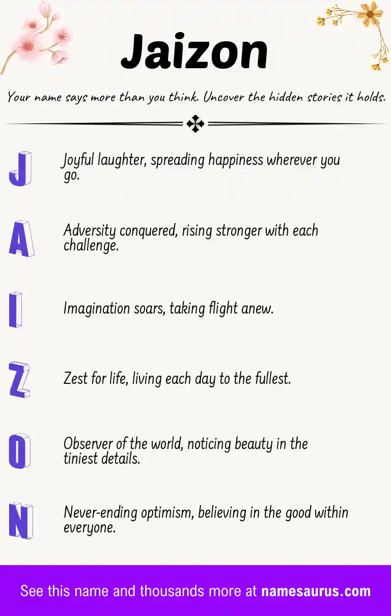 Acrostic poem about Jaizon.