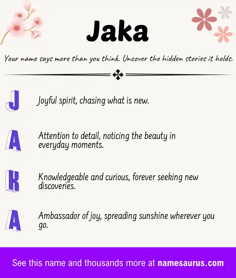 Acrostic poem about Jaka.