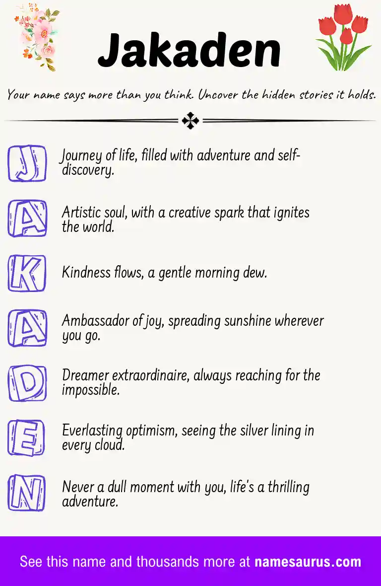 Acrostic poem about Jakaden.