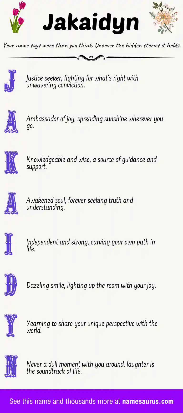 Acrostic poem about Jakaidyn.