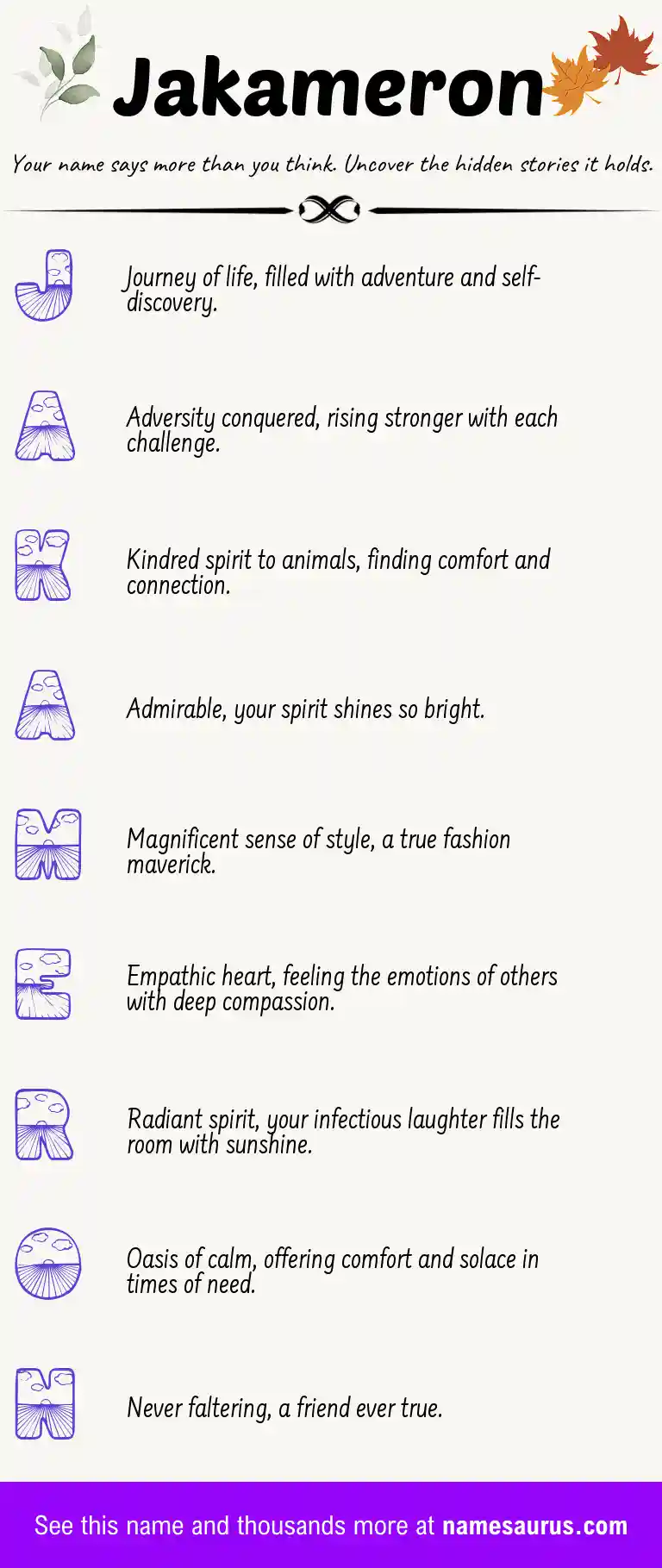 Acrostic poem about Jakameron.