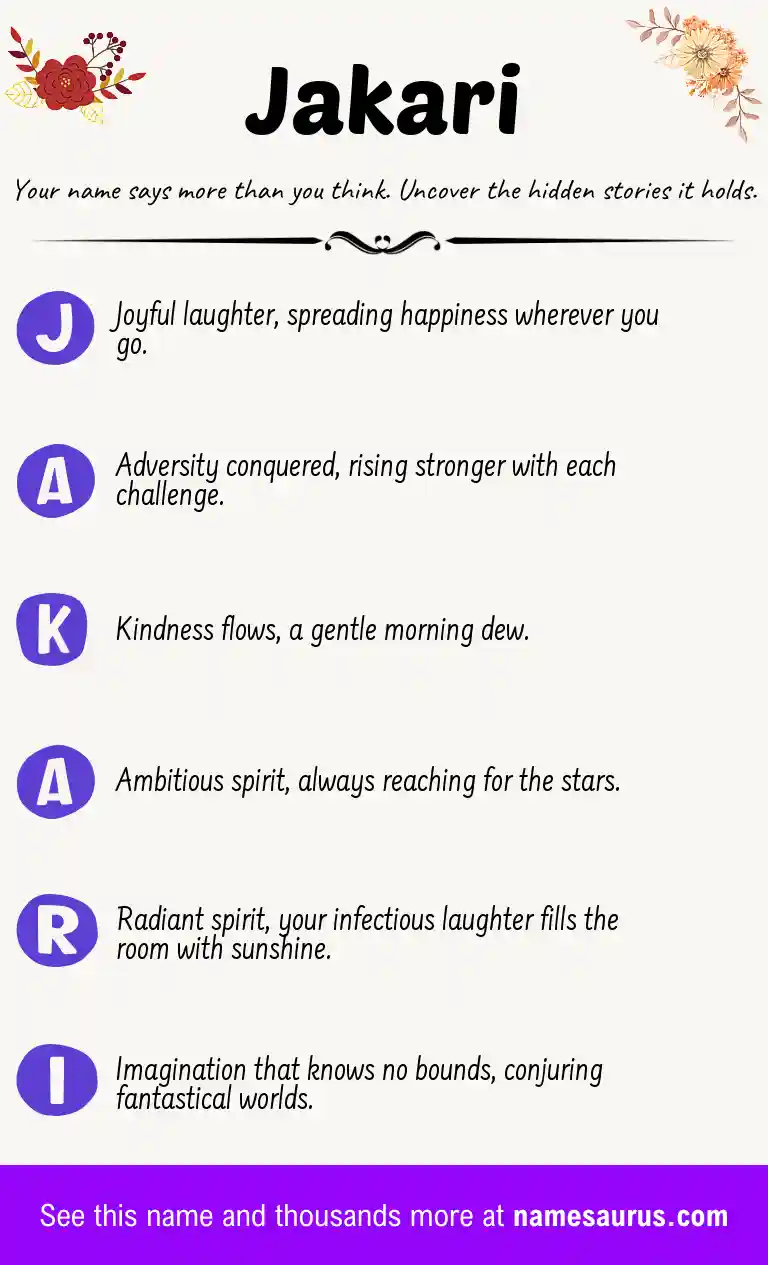 Acrostic poem about Jakari.