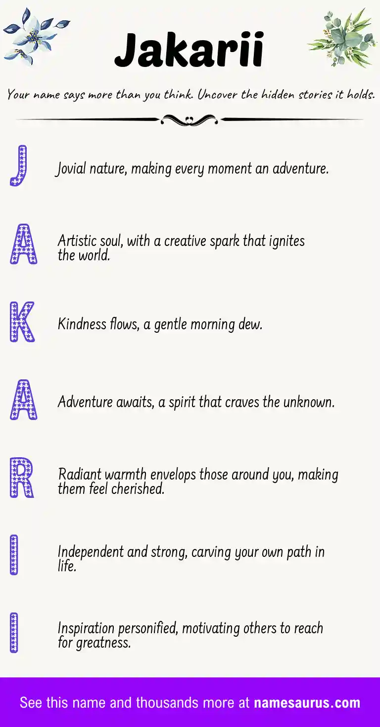 Acrostic poem about Jakarii.