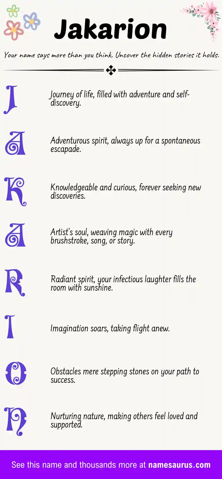 Acrostic poem about Jakarion.