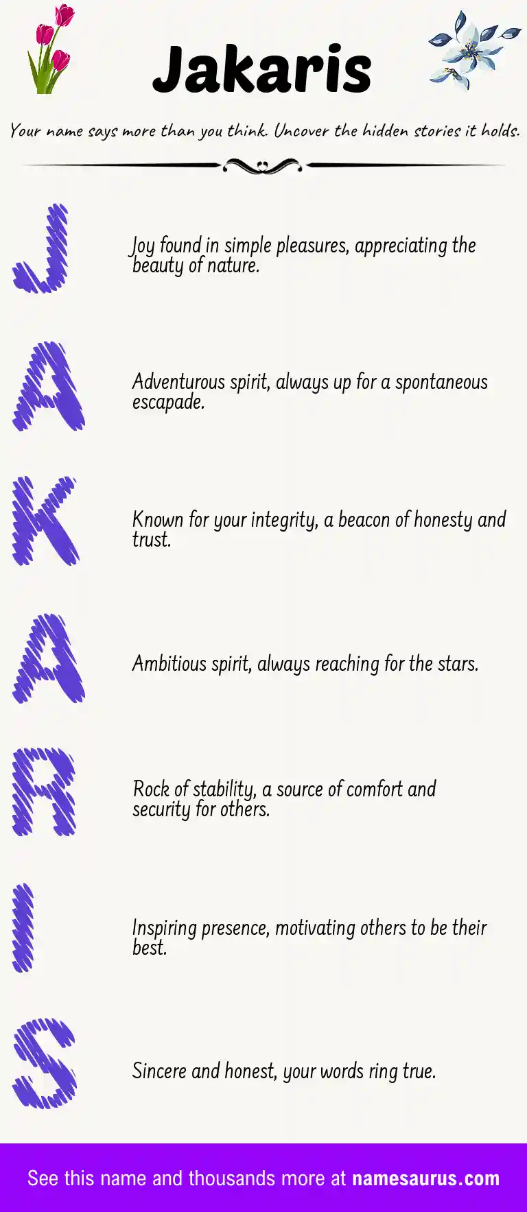 Acrostic poem about Jakaris.
