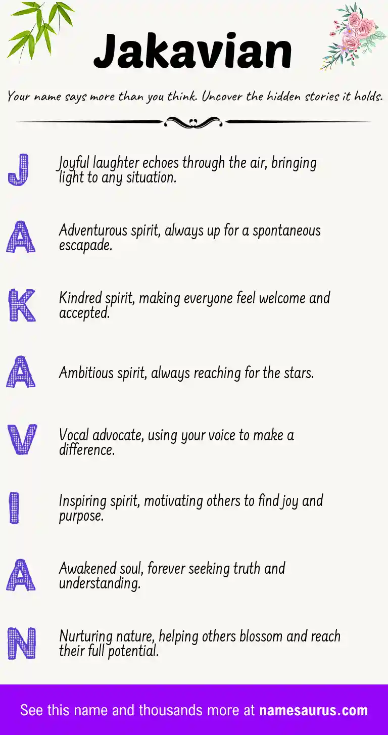 Acrostic poem about Jakavian.