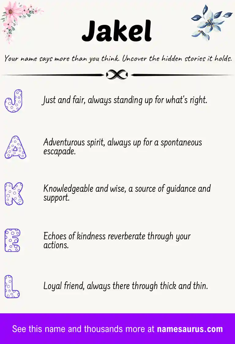 Acrostic poem about Jakel.