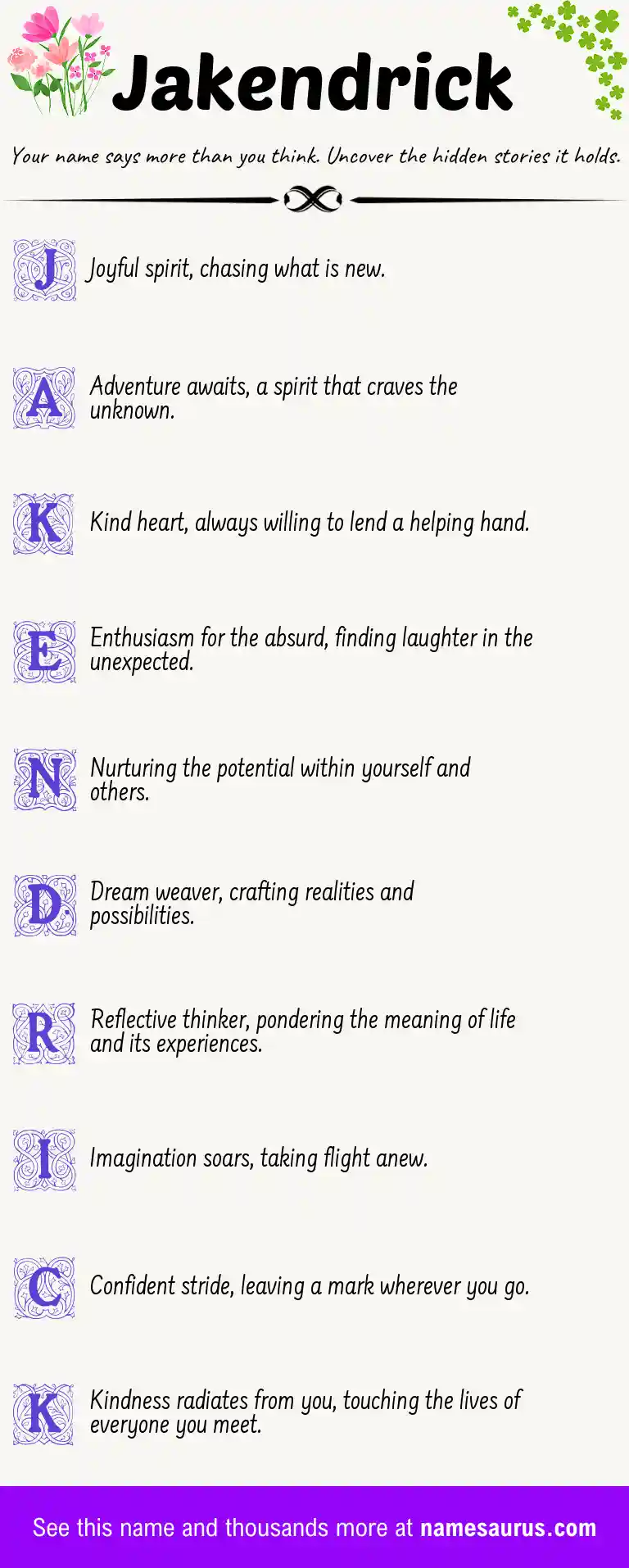Acrostic poem about Jakendrick.