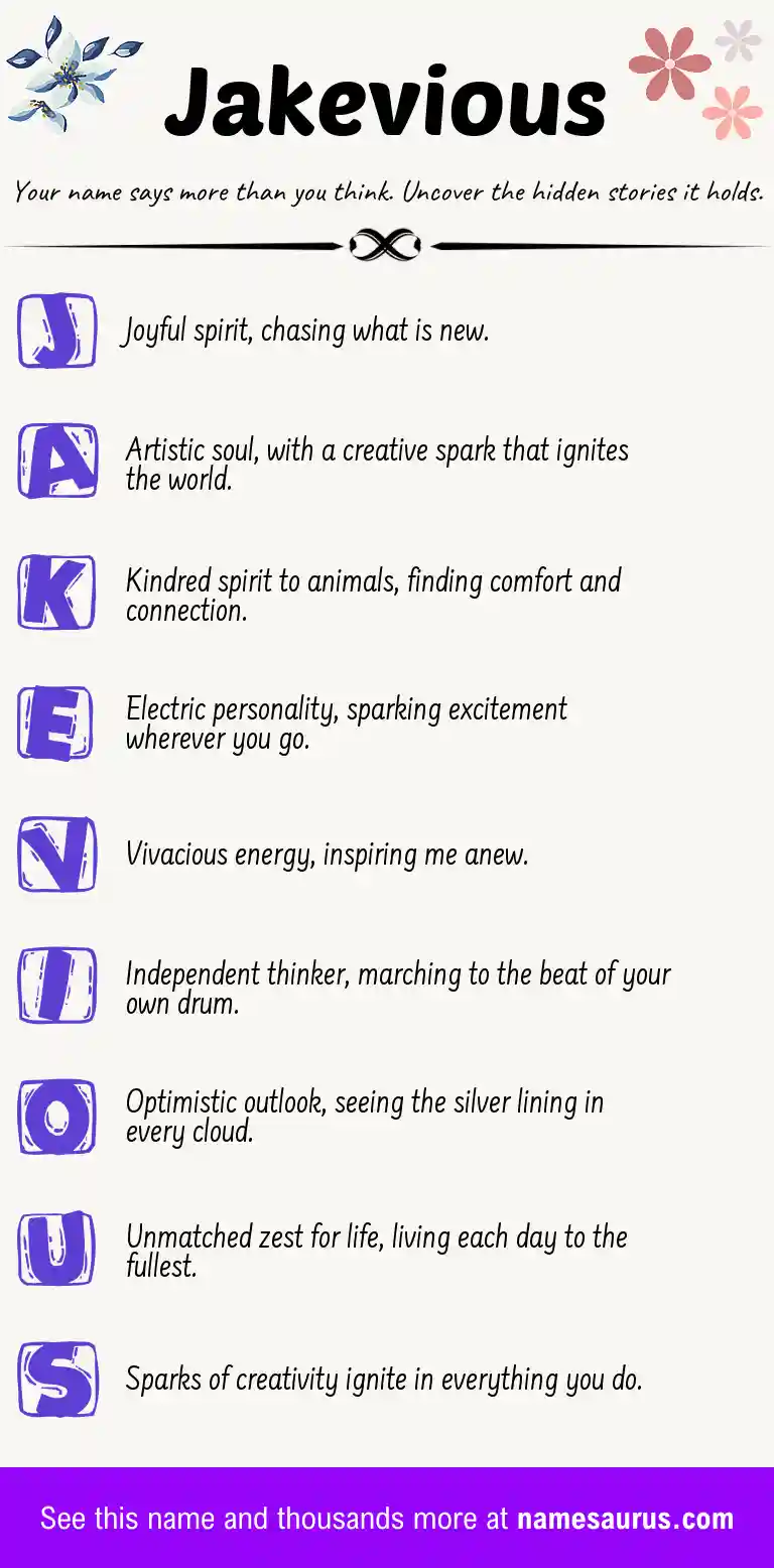 Acrostic poem about Jakevious.