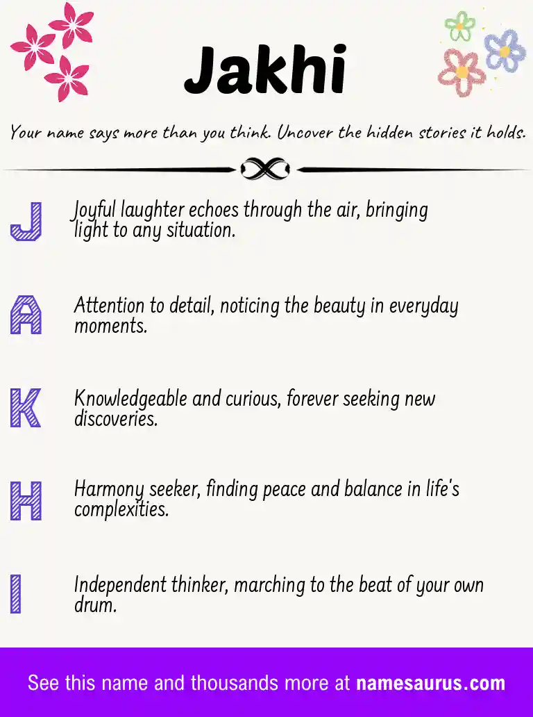 Acrostic poem about Jakhi.