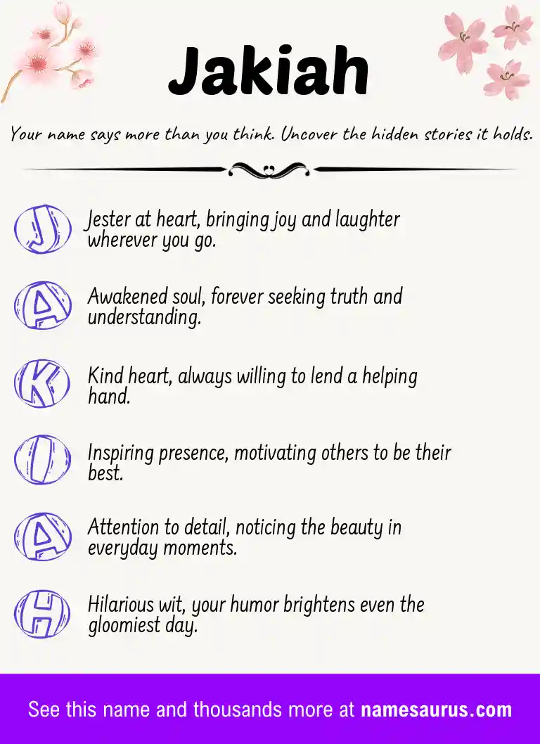 Acrostic poem about Jakiah.