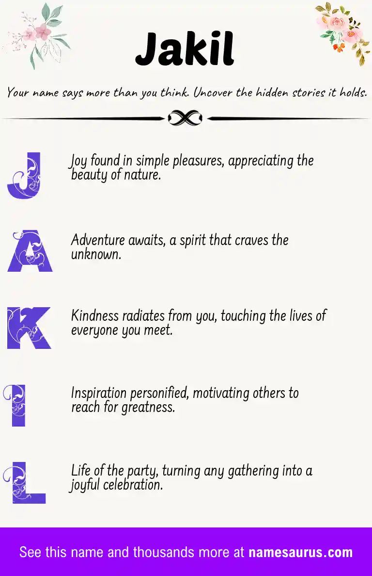 Acrostic poem about Jakil.