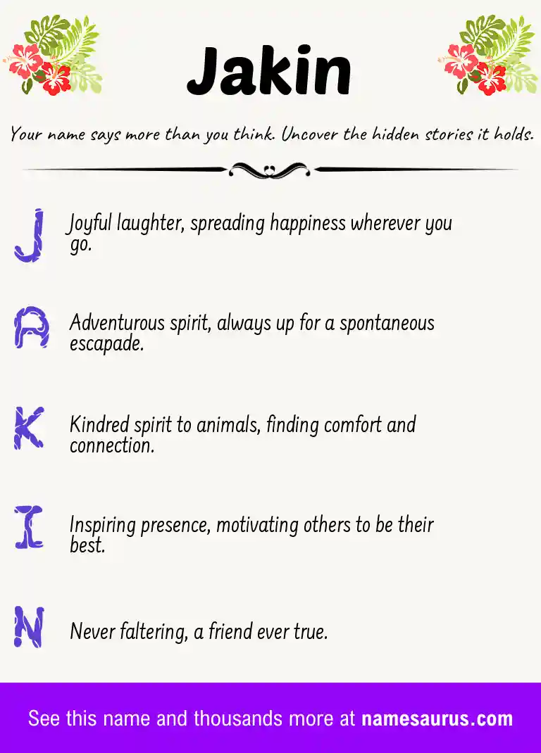 Acrostic poem about Jakin.