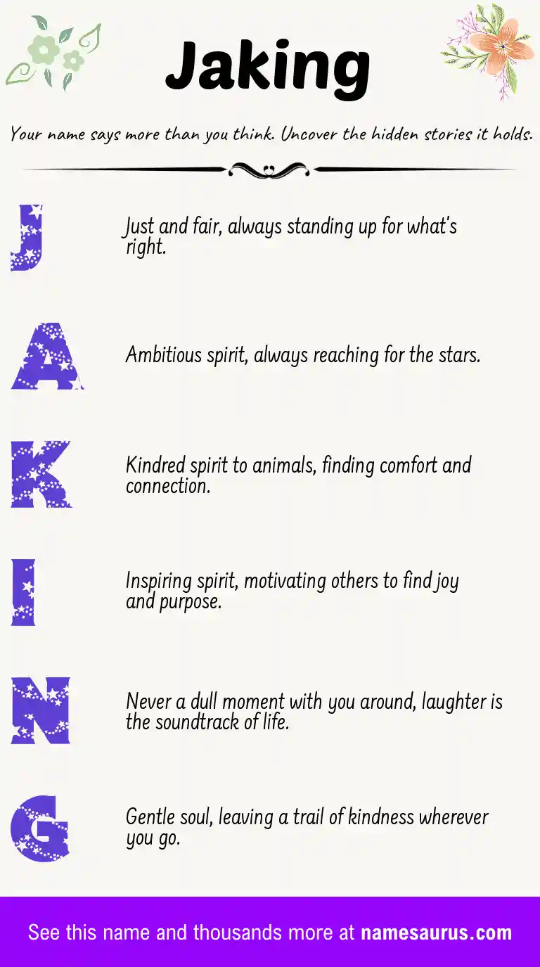 Acrostic poem about Jaking.