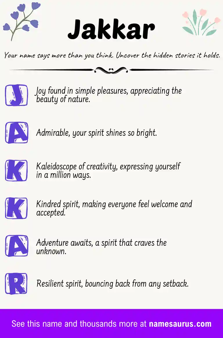 Acrostic poem about Jakkar.