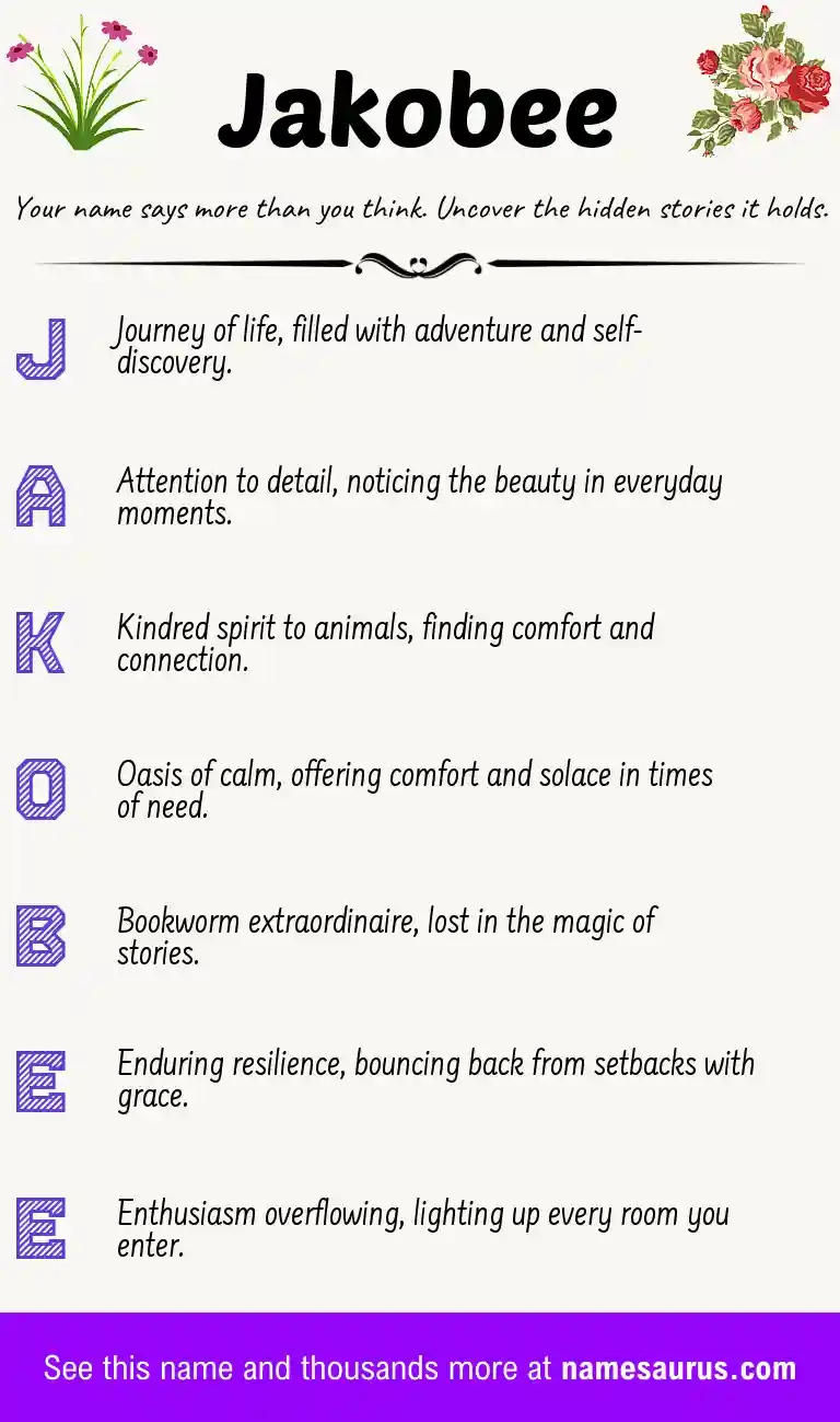 Acrostic poem about Jakobee.