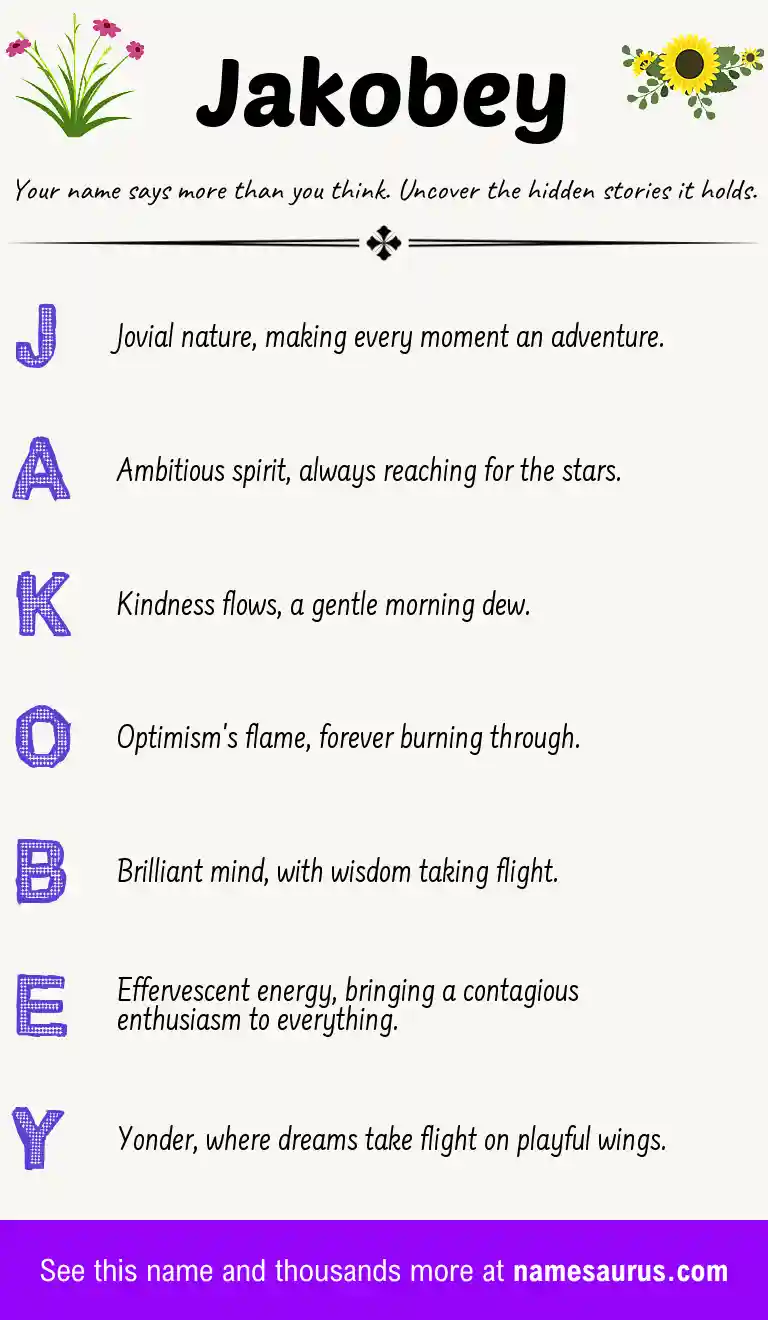 Acrostic poem about Jakobey.