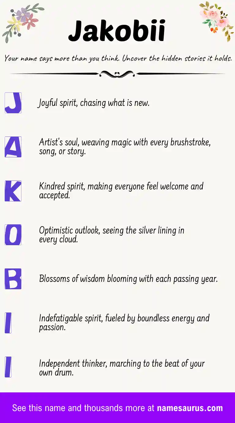 Acrostic poem about Jakobii.